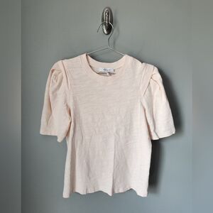 Frame Pleated Panel Short Sleeved Shirt Nude Pink 100% Cotton Size Medium